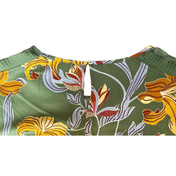 🛍️ Fever Green Floral Print Lace Sleeve Blouse Womens Size 1X - Picture 8 of 9